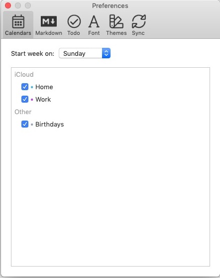 NotePlan 2.0 : Calendar Preferences
