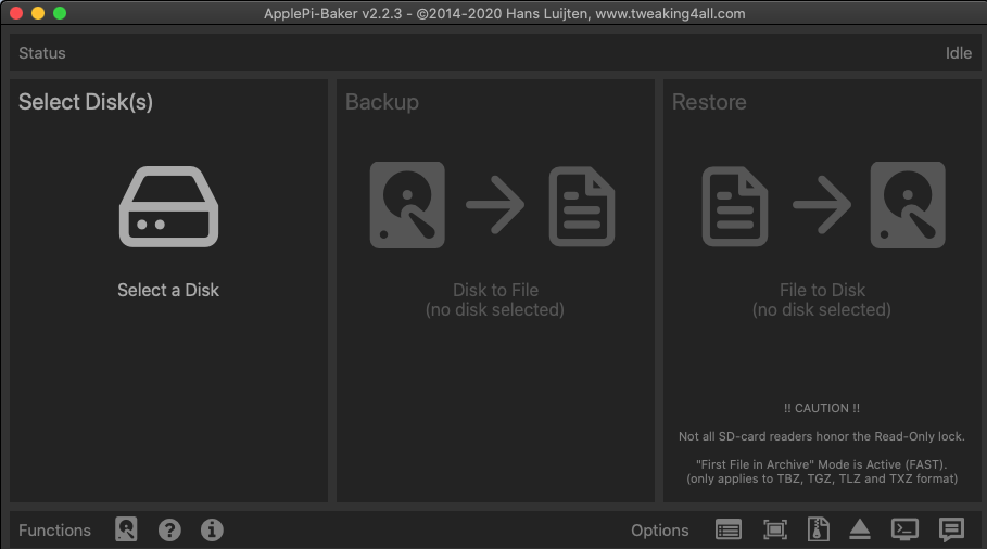 ApplePi-Baker 2.2 : Main interface