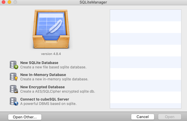 SQLiteManager 4 4.8 : Main window