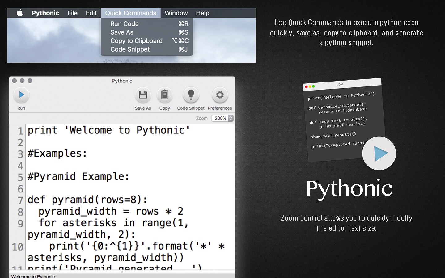 Pythonic 1.0 : Main Window
