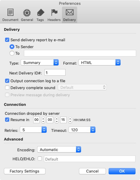 MaxBulk Mailer 8.7 : Delivery Preferences 
