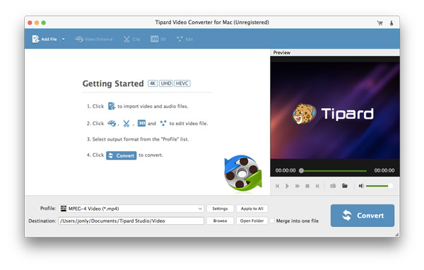 Tipard Video Converter for Mac 9.1 : Main Window