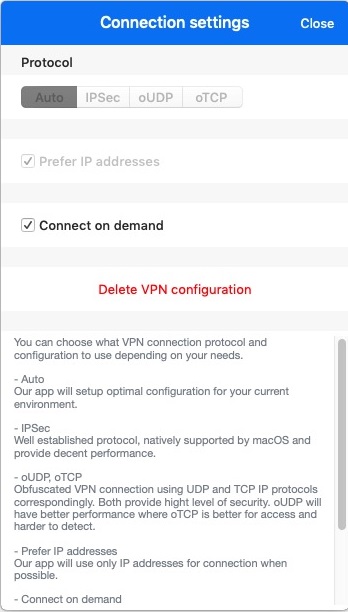Star VPN 2.5 : Connection Settings