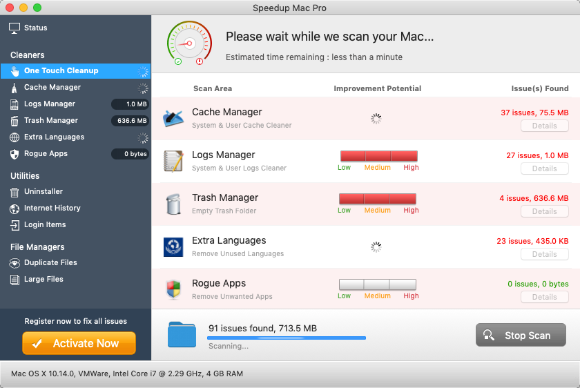 Speedup Mac Pro 1.3 : Main Window