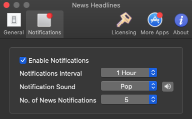 News Headlines 3.6 : Notifications screen