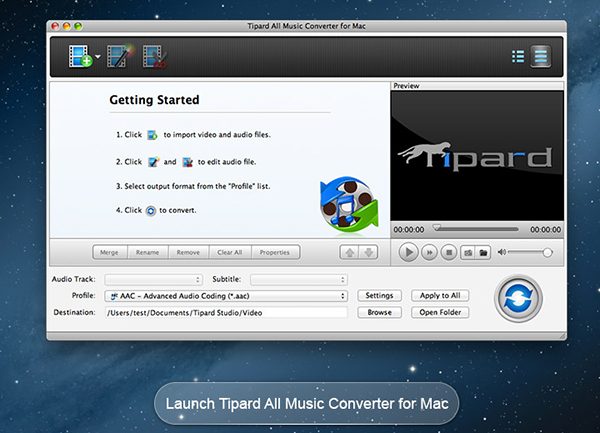 Tipard All Music Converter for Mac 9.1 : Main Window