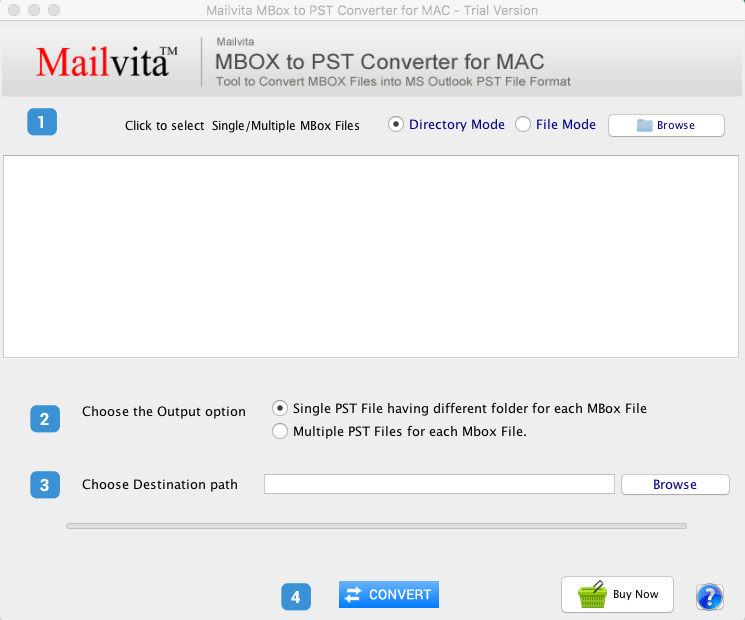 MailVita MBOX to PST Converter for Mac 1.0 : Main Window