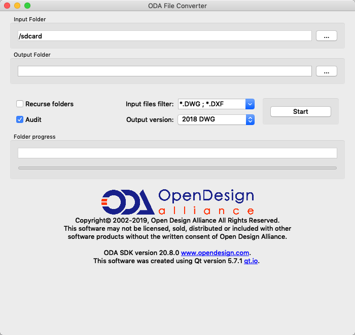 ODAFileConverter 20.8 : Main Window