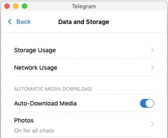 Data and Storage Settings