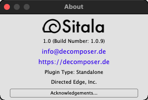 Sitala 1.0 : About Window