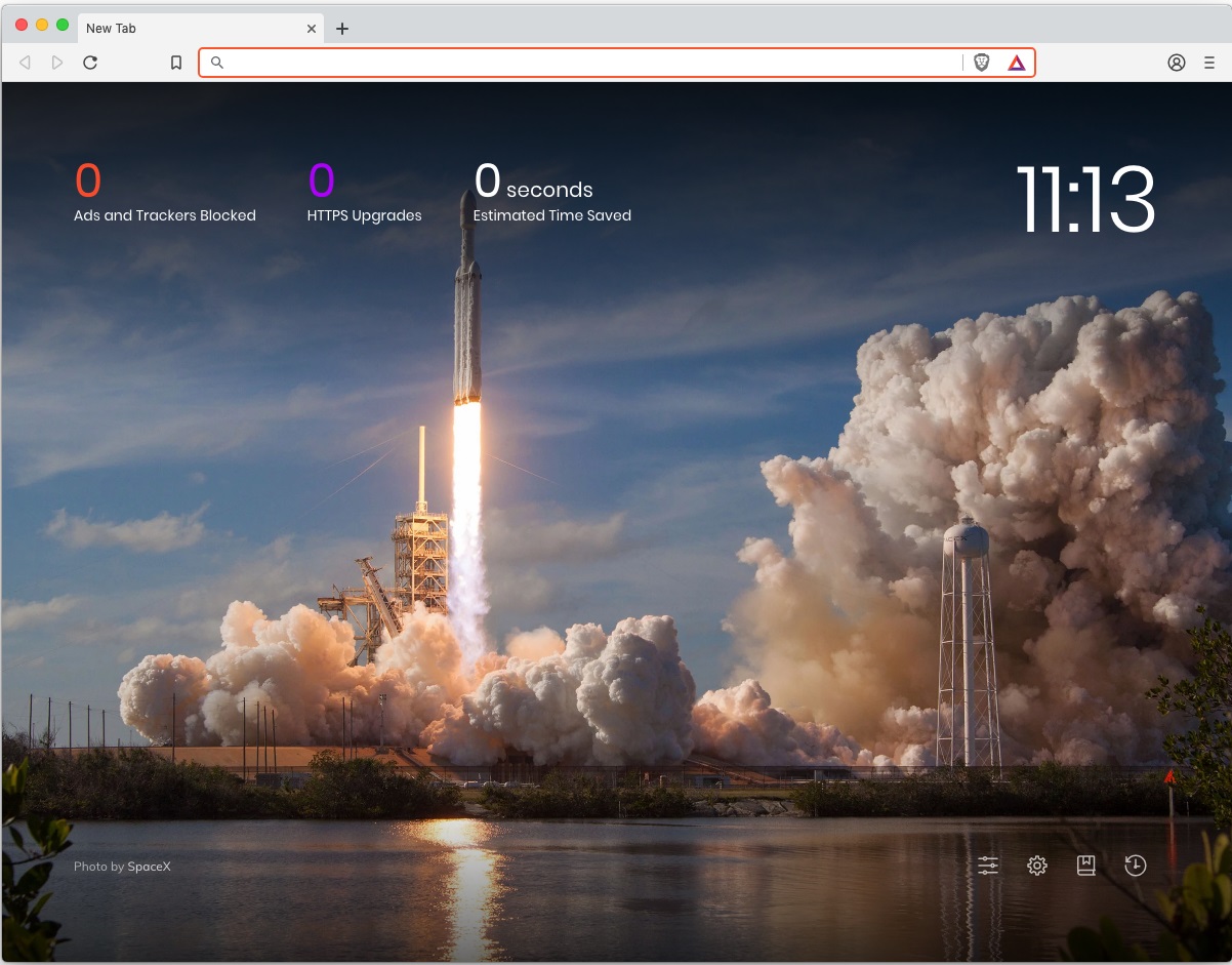 Brave Browser 0.6 : Main Screen