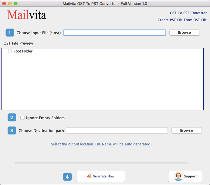 ToolsCrunch Mac OST to PST Converter 1.0 : Main Window