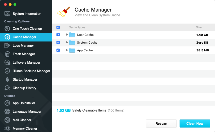 MacEnizer 1.0 : Cache Manager