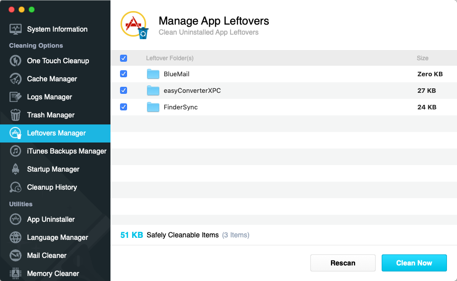 MacEnizer 1.0 : Leftovers Manager