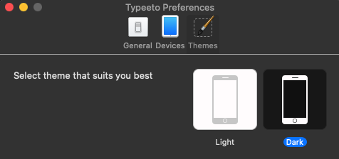 Typeeto 1.5 : Themes tab