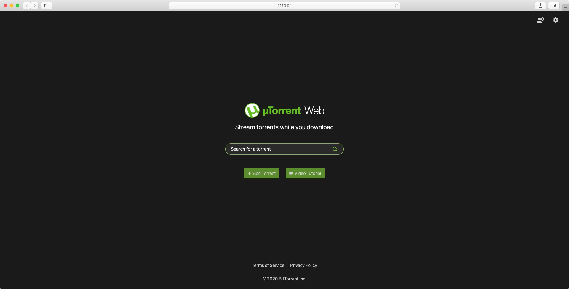 uTorrent Web 1.0 : Welcome Screen 