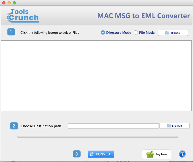 ToolsCrunch Mac MSG to EML Converter 1.0 : Main Window