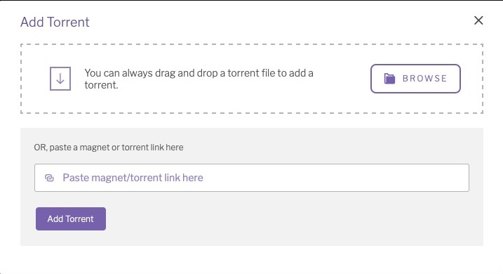 BitTorrent Web 1.0 : Add Torrent