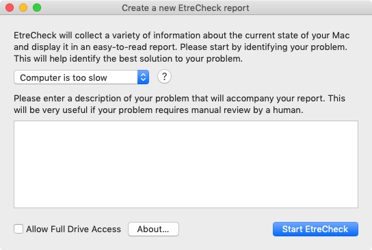 EtreCheckPro 6.1 : Create a New Report