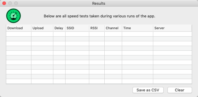 WiFi Speed Test 1.3 : History Window