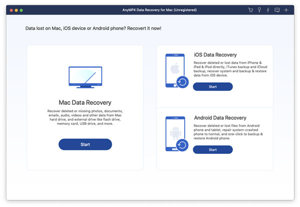 AnyMP4 Data Recovery for Mac 1.0 : Main Window