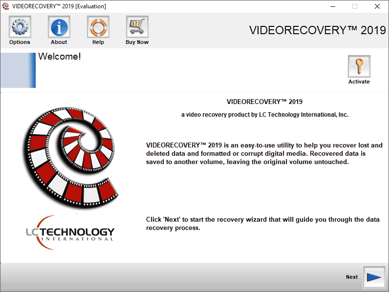 VIDEORECOVERY Standard 5.1 : Main Window
