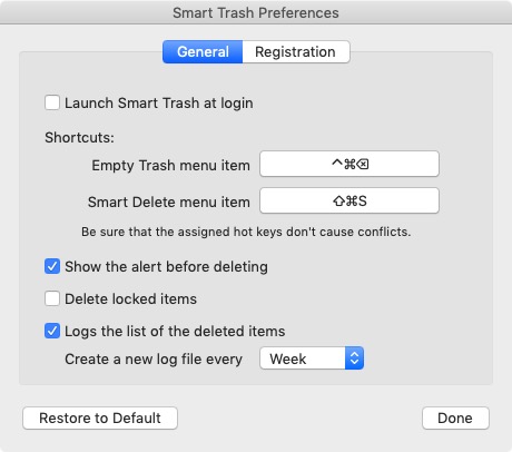 Smart Trash 2.1 : General Preferences