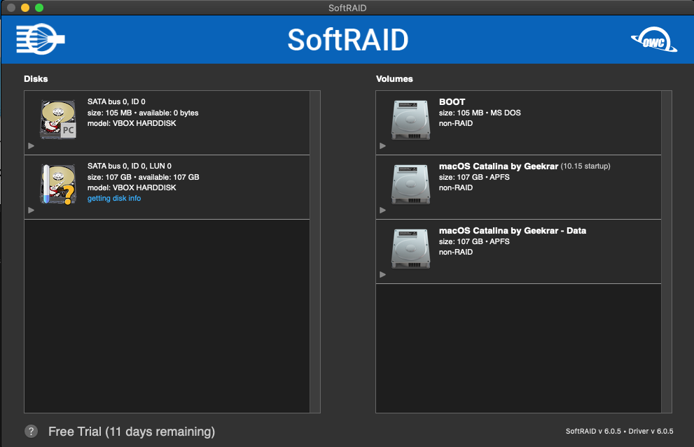 SoftRAID 6.0 : Main screen