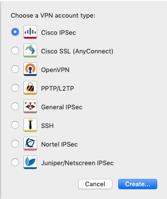 Shimo 5.0 : Choose VPN Type