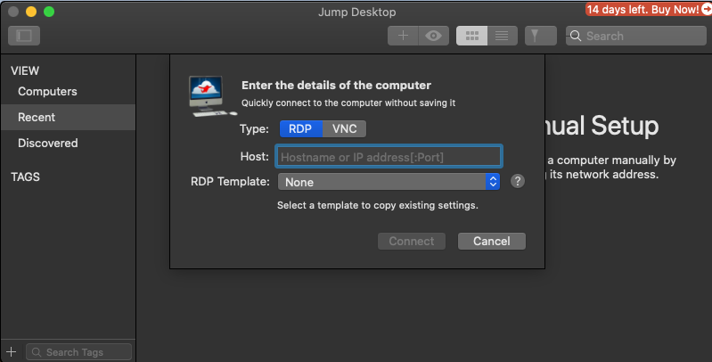 Jump Desktop Connect 8.5 : Settings screen