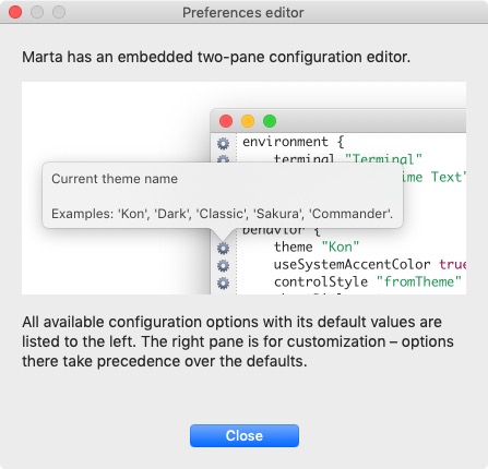 Marta 0.7 : Preferences Editor