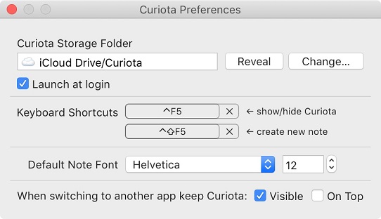 Curiota 3.2 : Preferences