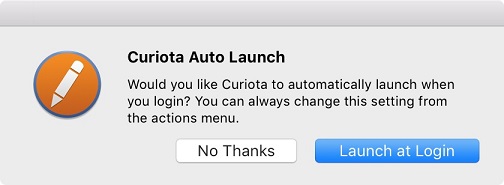 Curiota 3.2 : Auto Launch Settings