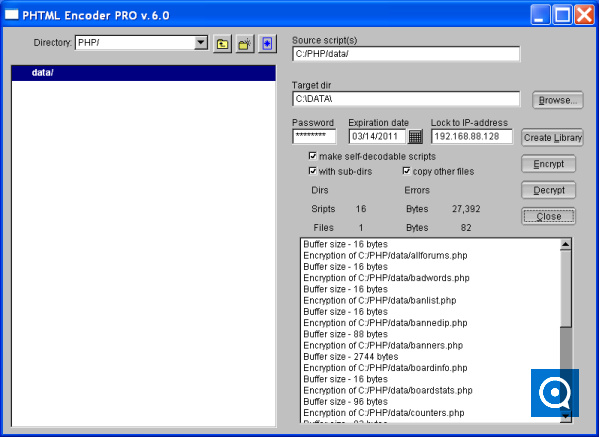 PHTML Encoder 6.4 : PHTML Encoder PRO under Windows