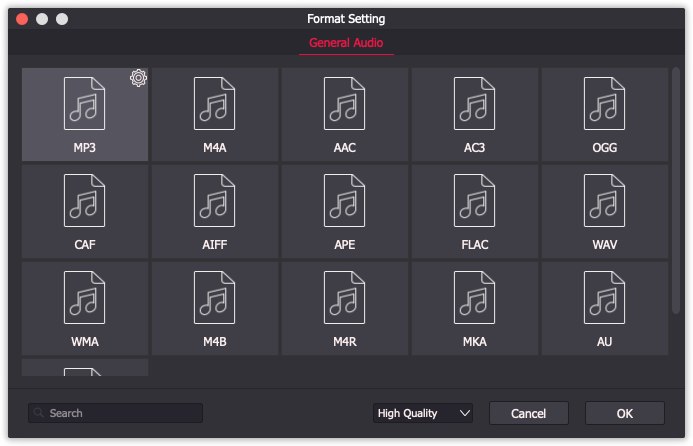 TunesKit Screen Recorder 1.0 : Save Audio Format