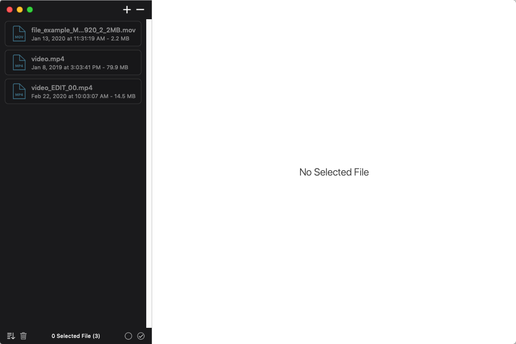 VideoScan 1.0 : Add Files Window