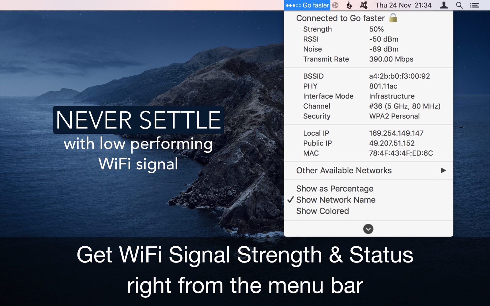 Wifi Signal Strength 1.9 : Main Window