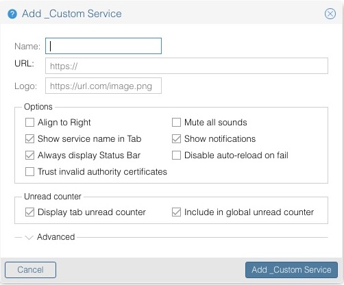 Rambox 0.7 : Add Custom Service