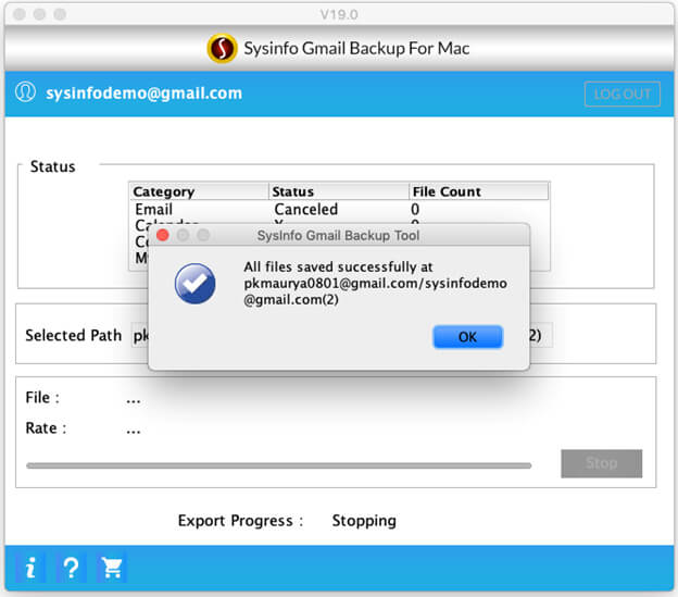 Mac Gmail Backup 19.0 : Main Window