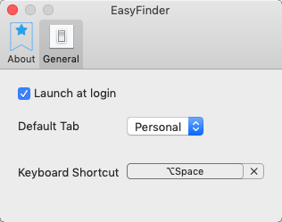 EasyFinder 1.0 : General Preferences