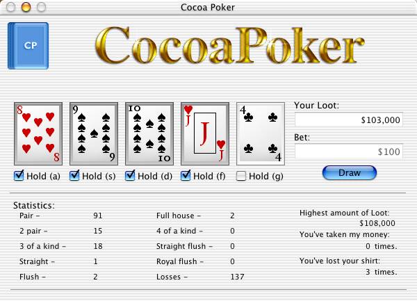 Cocoa Poker 1.6 : Main window