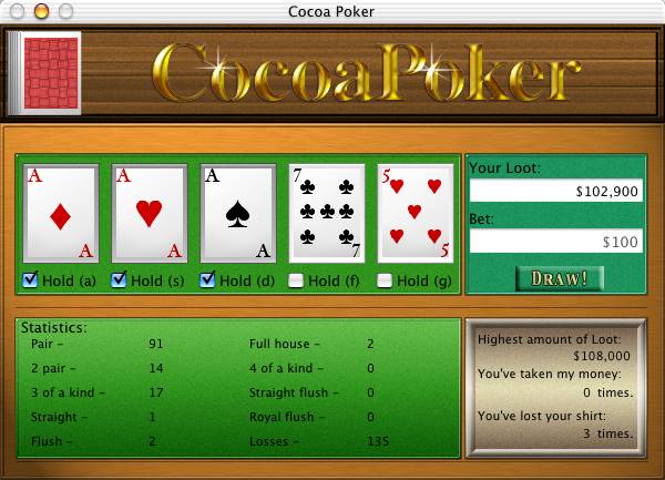 Cocoa Poker 1.6 : Main window