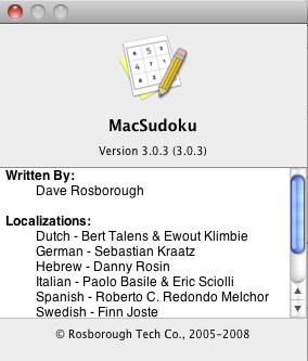 MacSudoku 3.0 : About window