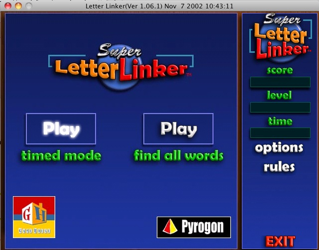Super LetterLinker 1.0 : Main menu