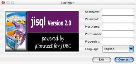 jISQL 2.0 : Login window