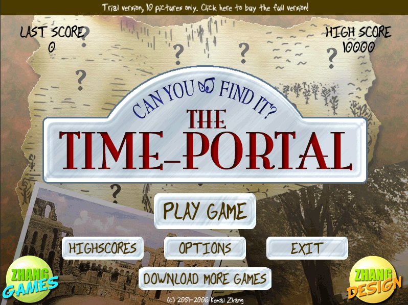 The Time Portal (Mac) 1.0 : Main Menu