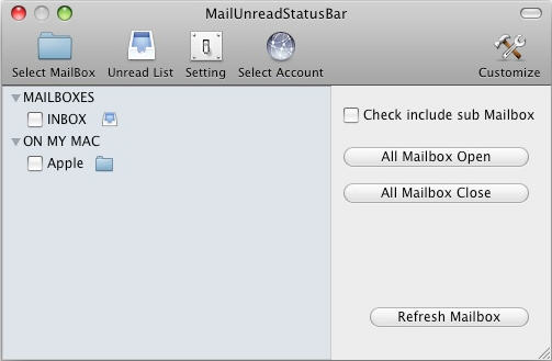 MailUnreadStatusBar 0.6 : Main Window