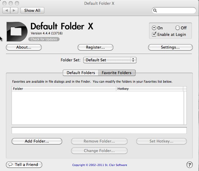 Default Folder X 4.4 : Main window