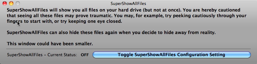 SuperShowAllFiles 0.9 : Main window
