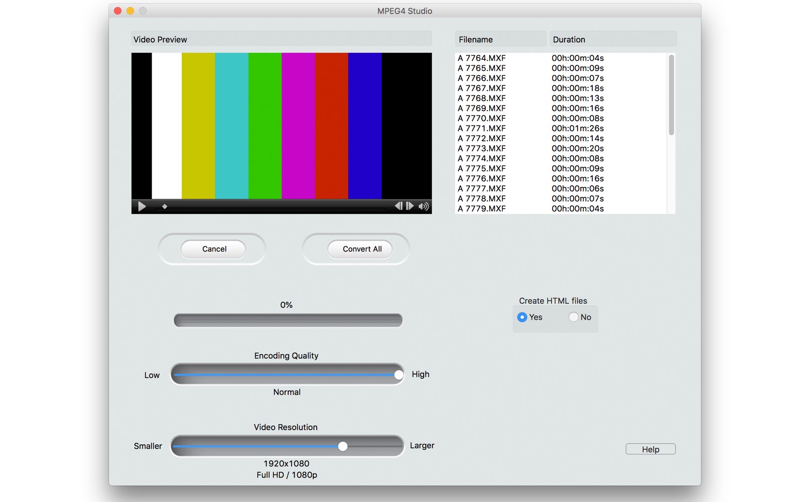 MPEG4 Video Studio 1.0 : Main Window